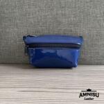 Amnisu Sötétkék lakk kettő cipzáras bőr kulcstartó B6009