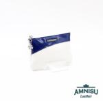 Amnisu Fehér - sötétkék lakk ívelt egy cipzáras swarovski köves bőr kulcstartó D3002