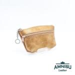 Amnisu Sötét arany kettő cipzáras bőr kulcstartó B2004 - amnisu