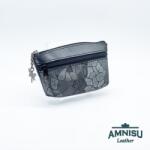 Amnisu Sötét ezüst - szürke mintás kettő cipzáras kulcstartó B8001-8010