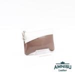 Amnisu Cappuccino lakk - fehér ívelt egy cipzáras kulcstartó C9007