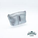 Amnisu Ezüst egy cipzáras egyenes swarovski köves bőr kulcstartó E1008