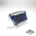 Amnisu Sötét ezüst - szürke mintás kettő cipzáras bőr kulcstartó B8001