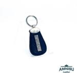 Amnisu Metál sötétkék csepp alakú swarovski köves bőr kulcstartó H6008OK