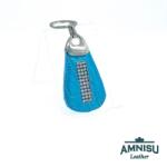 Amnisu Türkizkék lakk krokkómintás csepp alakú swarovski köves bőr kulcstartó H6020