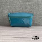 Amnisu Türkiz lakk kettő cipzáras bőr kulcstartó B7004