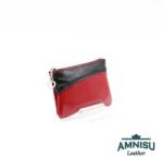 Amnisu Bordó lakk - fekete gyűrt lakk ívelt egy cipzáras kulcstartó C5004