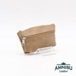 Amnisu Bézs kettő cipzáras bőr kulcstartó B9003