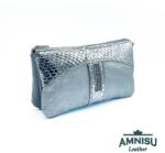Amnisu Ezüst mintás - króm kígyómintás egyenes swarovski köves női bőr pénztárca G1007