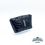 Amnisu Sötétbarna lakk krokkómintás egy cipzáras egyenes swarovski köves kulcstartó E9019