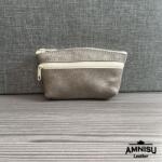 Amnisu Csillámos sötétbézs kettő cipzáras bőr kulcstartó B1003