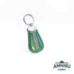 Amnisu Metál zöld csepp alakú swarovski köves bőr kulcstartó H7008OK