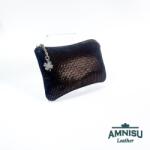 Amnisu Bronz mintás egy cipzáras bőr kulcstartó A9016