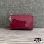 Amnisu Sötét magenta lakk egy cipzáras bőr kulcstartó A4003