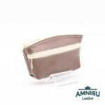 Amnisu Cappuccino kettő cipzáras bőr kulcstartó B9007