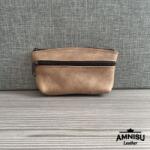 Amnisu Koptatott barna kettő cipzáras bőr kulcstartó B9010