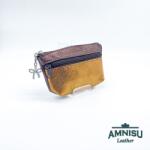 Amnisu Sötétbarna - arany mintás kettő cipzáras kulcstartó B9001