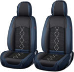Carguard Huse auto premium 5 locuri Carguard Deluxe piele ecologică perforată și textil - negru - albastru închis (HSA019) - drumix