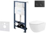 kielle Genesis New - Set pentru montare încastrată, toaletă Oudee, Vortex Rimless+, capac softclose și clapetă Gemini New I, negru mat 30528SS21 (30528SS21)