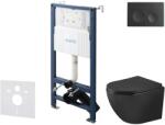 kielle Genesis New - Set pentru montare încastrată, toaletă Oudee, Vortex Rimless+, capac softclose și clapetă Gemini New I, negru mat 30528SS91 (30528SS91)