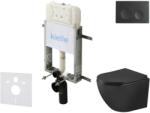 kielle Genesis New - Set pentru montare încastrată, toaletă Oudee, Vortex Rimless+, capac softclose și clapetă Gemini New I, negru mat 30528SZ91 (30528SZ91)