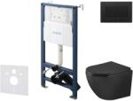 kielle Genesis New - Set pentru montare încastrată, toaletă Oudee, Vortex Rimless+, capac softclose și clapetă Gemini New III, negru mat 30528SS93 (30528SS93)