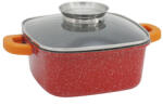 Voltz Cratita cu dozator Oliver Voltz OV54323B26A, Capac din sticla, 26 cm, 5.4 L, Acoperire granit, Inductie, Rosu (OV54323B26A)