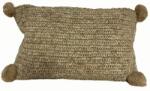 MONNARITA díszpárna, téglalap alakú pomponokkal, 30x50cm, természetes hínárból (MMHA014PPM)
