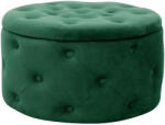 Brius Taburet velur rotund cu depozitare detalii matlasate, 55x30 cm, design elegant, verde (AK-12213971)