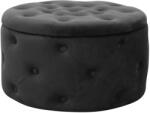 Brius Taburet velur rotund cu depozitare detalii matlasate, 55x30 cm, design elegant, negru (AK-12213964)