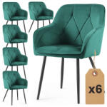 Brius Set 6 scaune tapitate, Diamant, velur matlasat, 55x58x83 cm, verde smarald (AK-26938286-2+2+2)