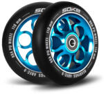 Soke Roller Kerék Szett 11cm - Kék, 2db, ABEC-9 Csapágy, 88A Keménység, Alumínium + PU, 0.8cm Tengely