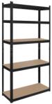 Rebel Raft metalic, 5 polite, 750Kg, polite MDF, 180x90x40cm, otel galvanizat, negru, Rebel, RB-1251B (RB-1251B) Raft