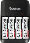 Uniross UCU010 Ni-MH AA/AAA akkutöltő / USB-C + 4 db AA (ceruza) 1300 mAh HYBRIO Ni-MH akkumulátor (UCU010A)
