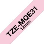 Brother TZE-MQE31, Banda Etichete Laminata, Negru Pe Roz Pastelat, 12MM (TZEMQE31_OEM)