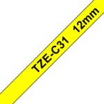Brother TZE-C31, Banda Etichete Laminata, Negru Pe Galben Fluorescent, 12MM (TZEC31_OEM)