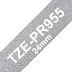 Brother TZE-PR955, Banda Etichete Laminata, Alb Pe Auriu Sclipitor, 24MM (TZEPR955_OEM)