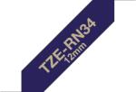 Brother TZE-RN34, Banda Etichete Laminata Tip Panglica, Auriu Pe Albastru Naval, 12MM (TZERN34_OEM)