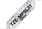 Brother TZE-MPSL31, Banda Etichete Laminata Cu Model, Negru Pe Argintiu Dantelat, 12MM (TZEMPSL31_OEM)