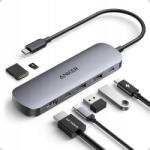 Anker Hub Usb-c 7in1 Hdmi 4K 60Hz Pd 85W Sd microSD Usb-a 3.0 5Gbps szürke (AKA83D2)
