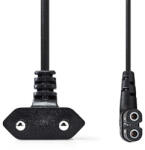 Nedis CEGL11055BK30 tápkábel, Euro dugó, IEC-320-C7, pipa, szögben balra, 3m, fekete (CEGL11055BK30)