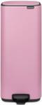 Brabantia Bo Pedal Bin pedálos hulladékgyűjtő szagmentesen záródó Soft-Close fedél, karcsú, négyzetes forma, műanyag tartály, 30L - O méret, acél, rózsaszín-lila - 255403 (255403)
