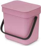 Brabantia Sort & Go konyhai szemetes felnyitható fedéllel, fogantyúval szelektív és komposzt gyűjtéséhez, 3L - A méret, rózsaszín-lila - 255427 (255427)