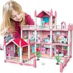 MalPlay Babaház Hatalmas Villa Kúria Rózsaszín Játszóterasz Gyerekeknek (462-09)