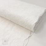  Pamutvászon VOILE EMBROIDERY Flowers TWO-SIDED SCALLOP white