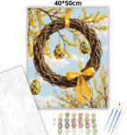  Napsütötte húsvéti koszorú - számfestő készlet - 40×50 cm (Keretre feszítve)