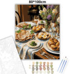  Meghitt húsvéti teríték - számfestő készlet - 80×100 cm (Keretre feszítve)