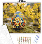  Aranyvesszős hímes tojás - számfestő készlet - 50×60 cm (Keretre feszítve)