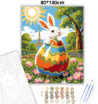  Derűs nyuszi Párizsban - számfestő készlet - 80×100 cm (Keret nélkül)