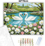  Romantikus hattyúk - számfestő készlet - 60×70 cm (Keret nélkül)